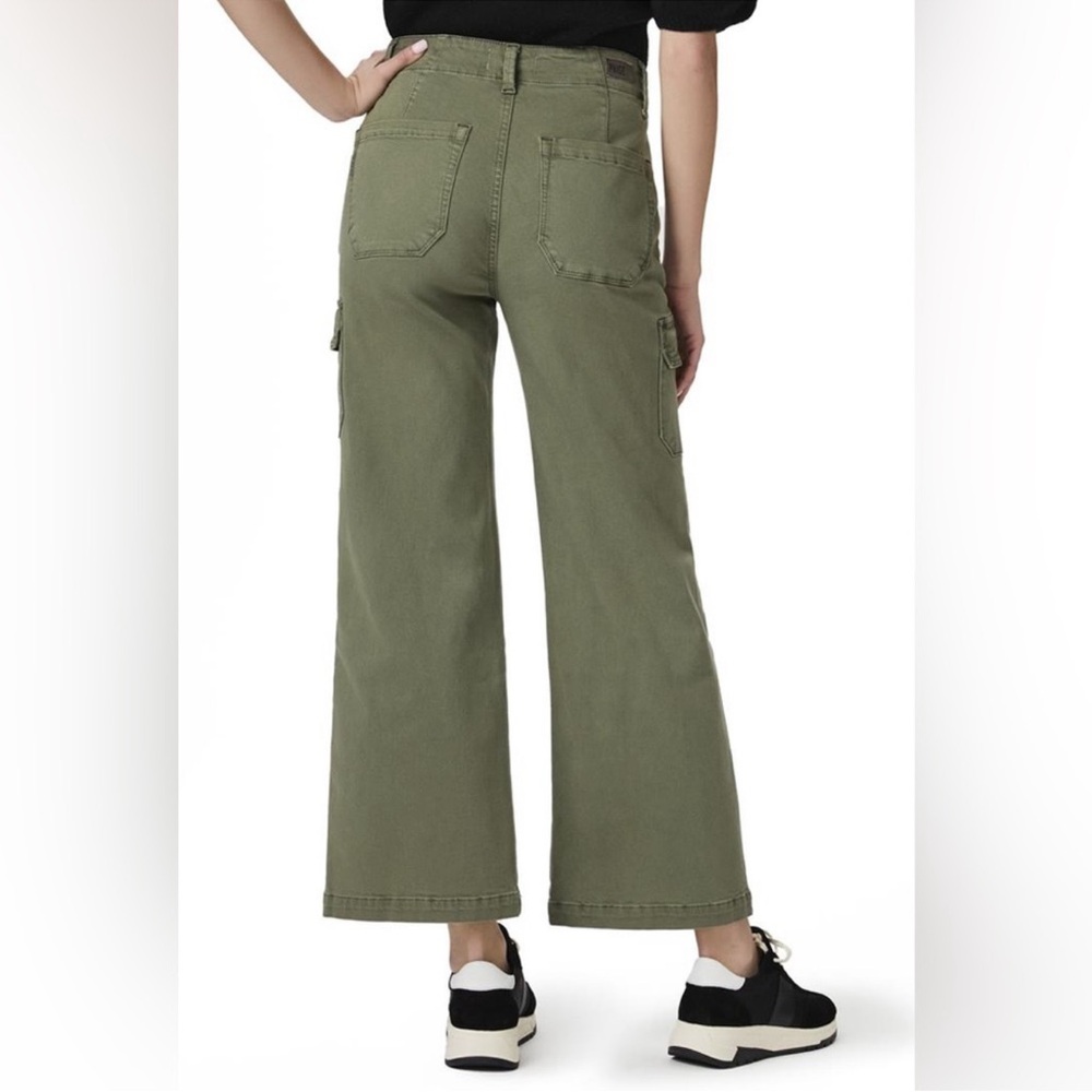 PAIGE Women's Carly Cargo Wide Leg Vintage Ivy Green Jeans Size 31 - Picture 3 of 11